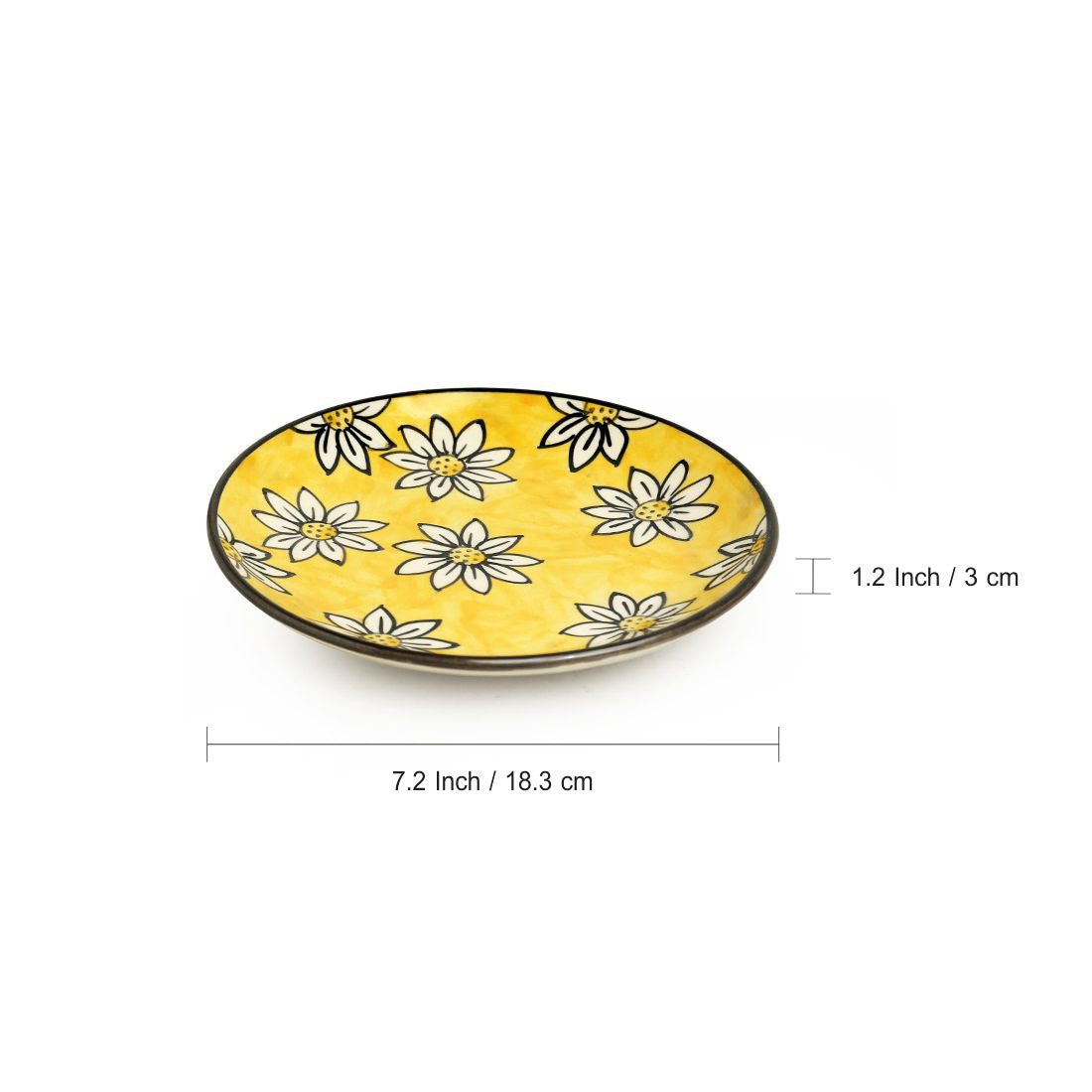'Californian Sunflowers' Hand-Painted Ceramic Side/Quarter Plates (Set Of 6, 17.8 cm)