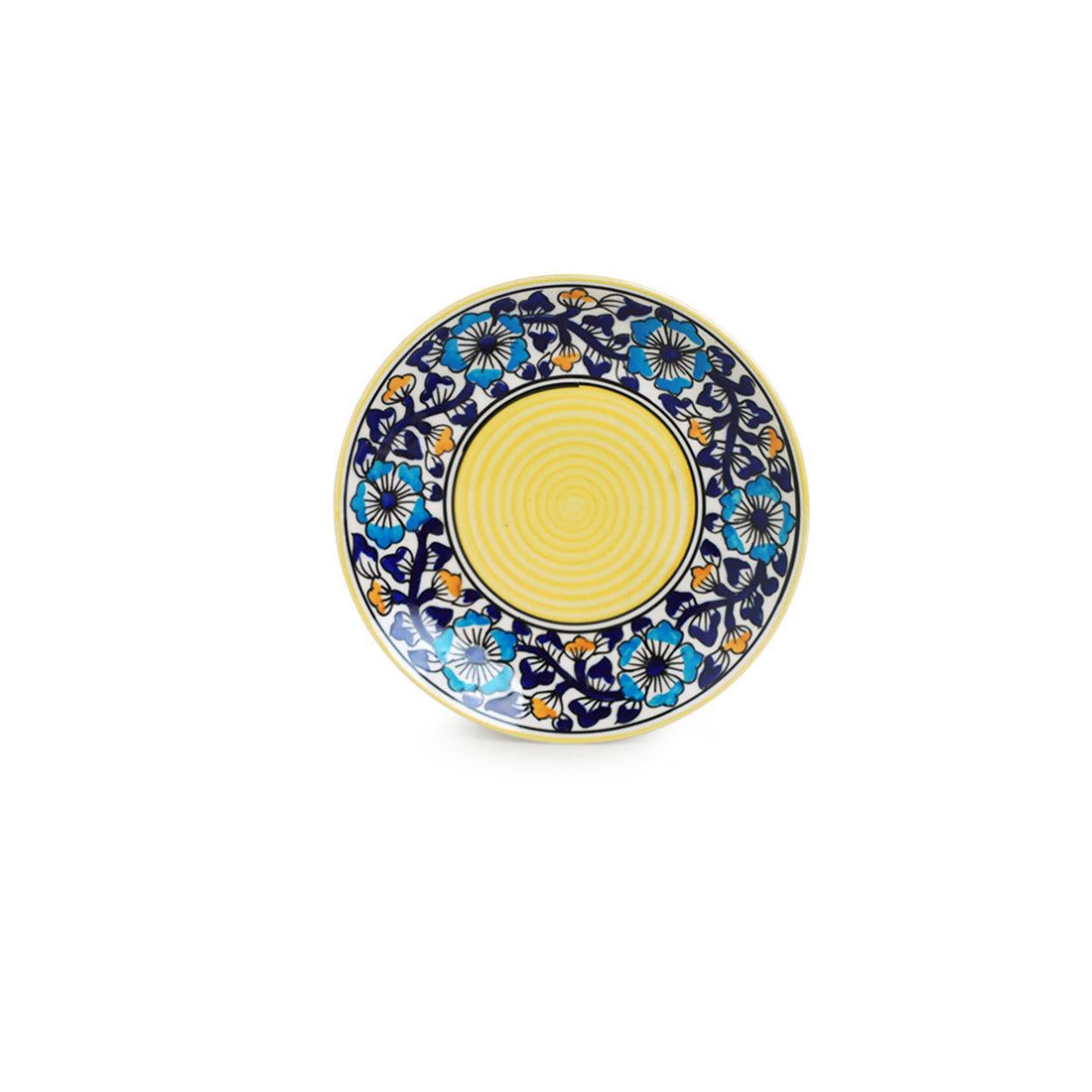 'Badamwari Bagheecha' Hand-Painted Ceramic Side/Quarter Plates (Set of 4, Microwave Safe)