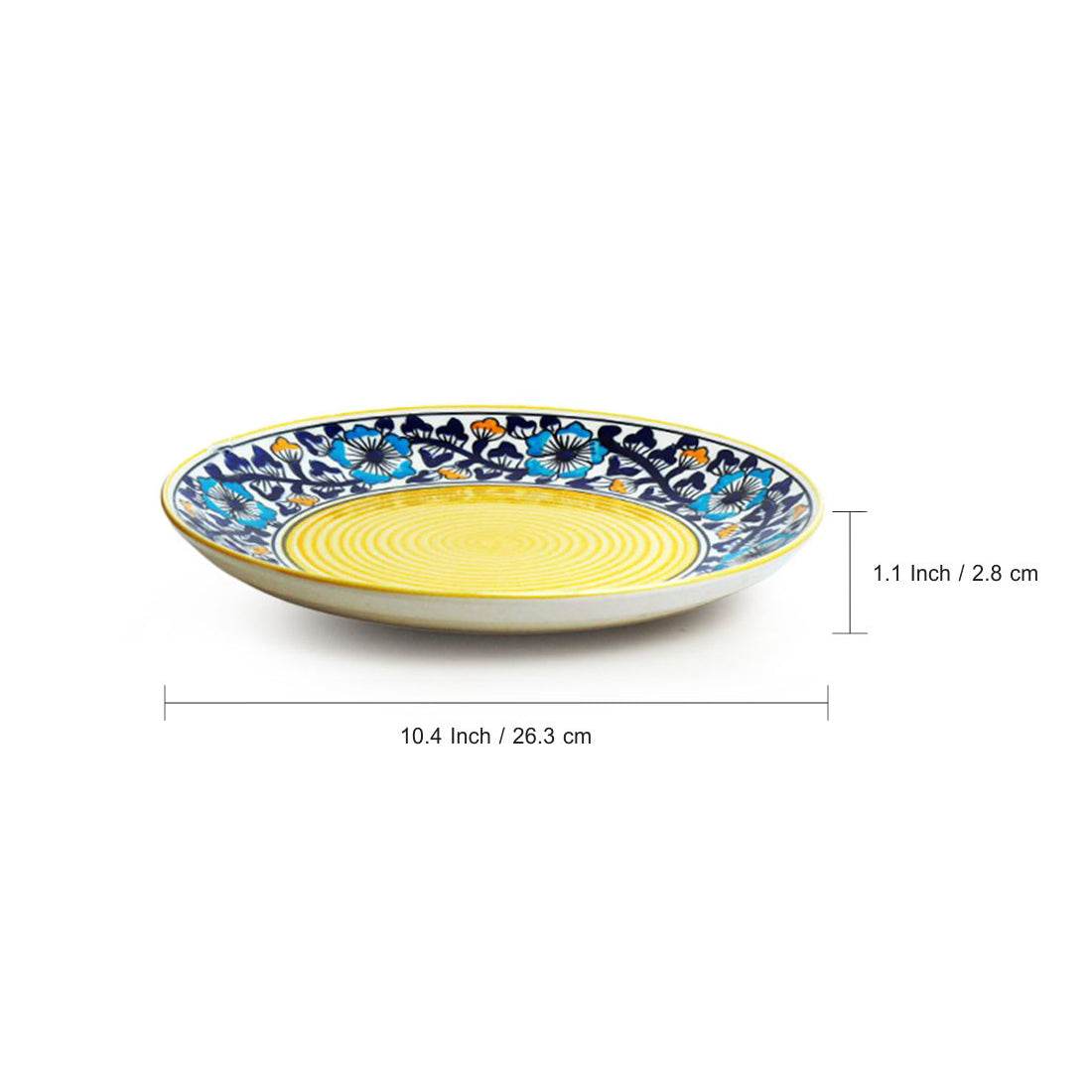 'Badamwari Bagheecha' Hand-Painted Ceramic Dinner Plates (Set of 2, Microwave Safe)