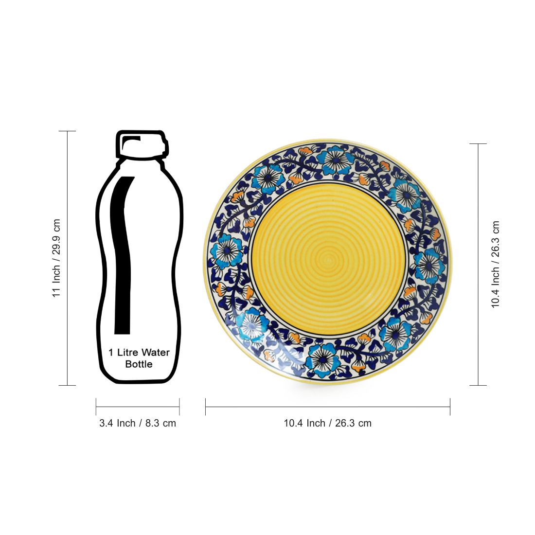 'Badamwari Bagheecha' Hand-Painted Ceramic Dinner Plates (Set of 2, Microwave Safe)