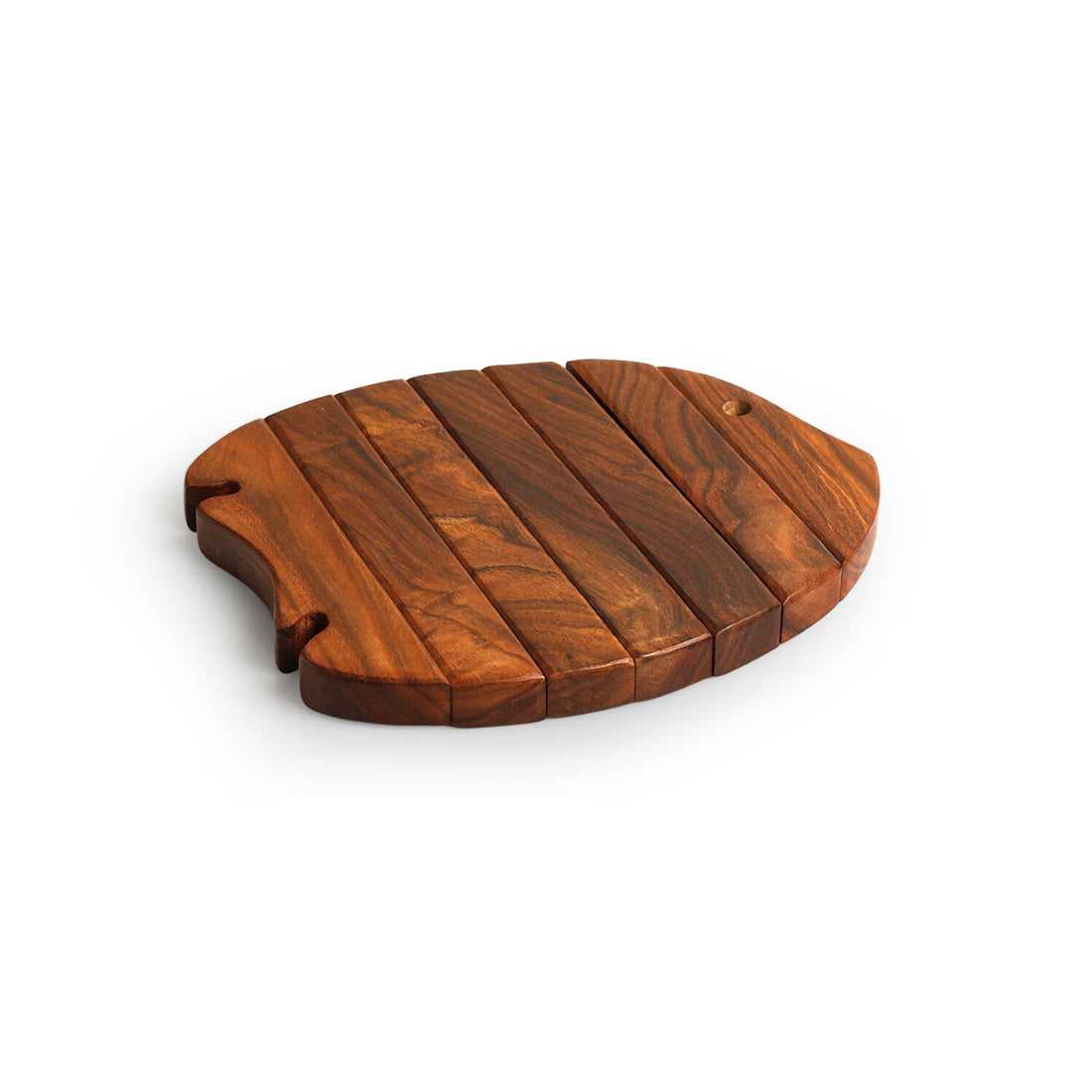 'Abstract Extendable Fish' Handcrafted Trivet Tray In Sheesham Wood