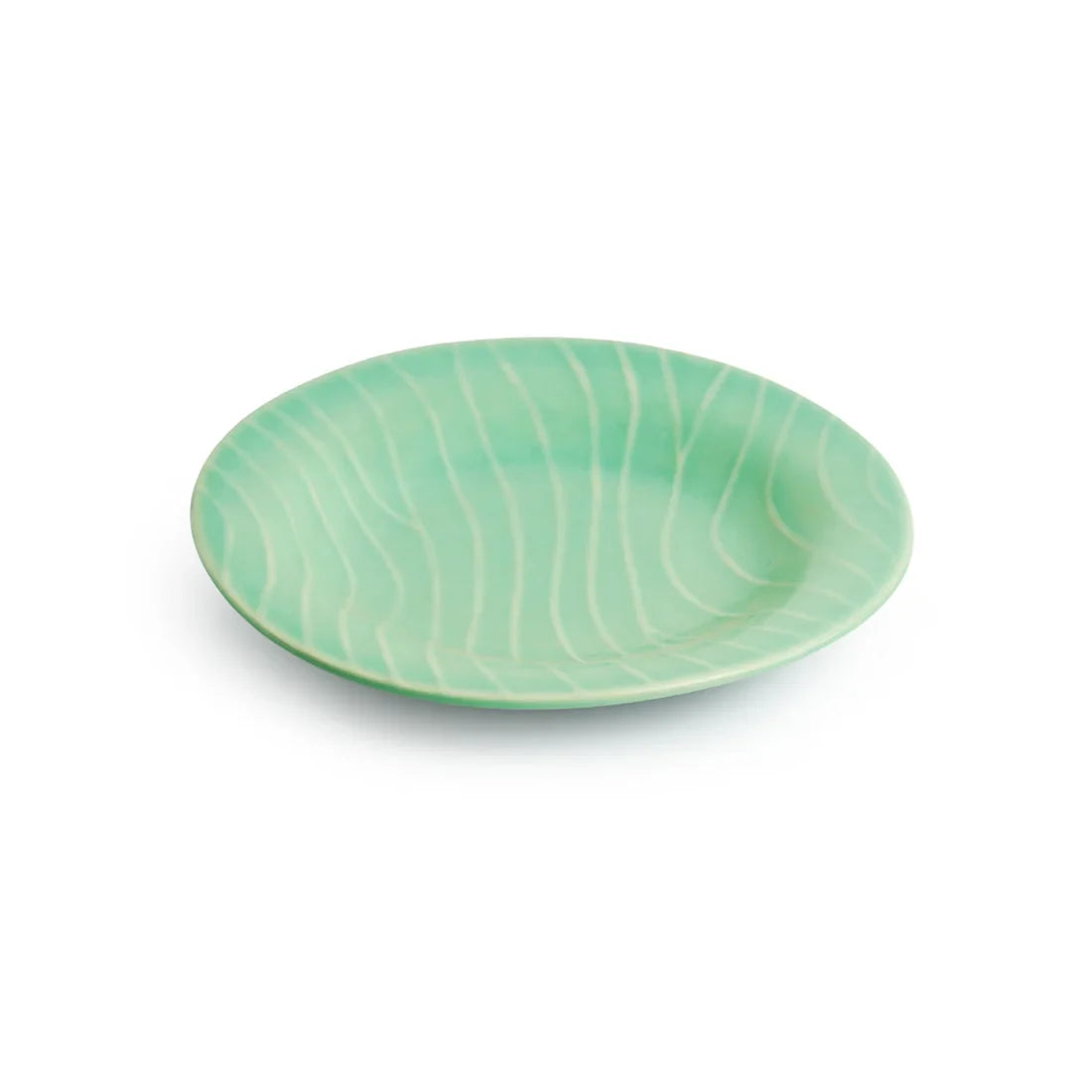 'Caribbean Green' Hand Glazed Ceramic Pasta Bowls/Plates (Set of 2, Microwave Safe, Hand-Etched)