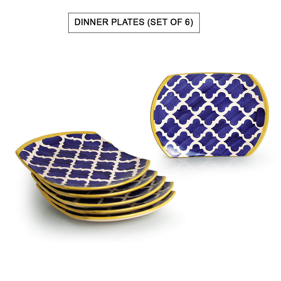'Moroccan Platter Package' Hand-Painted Plates In Ceramic (25.4 cm, Set Of 6)