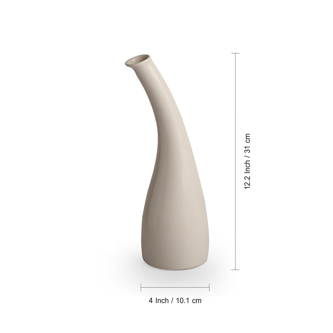 'Minimalistic Tilted Modern' Decorative Ceramic Vase (Handglazed Studio Pottery, 31 cm)