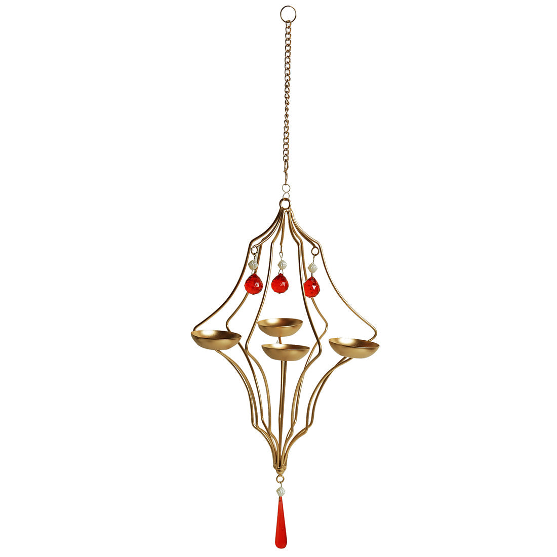 Golden Abstract' Hanging Tea-Light Holder In Iron