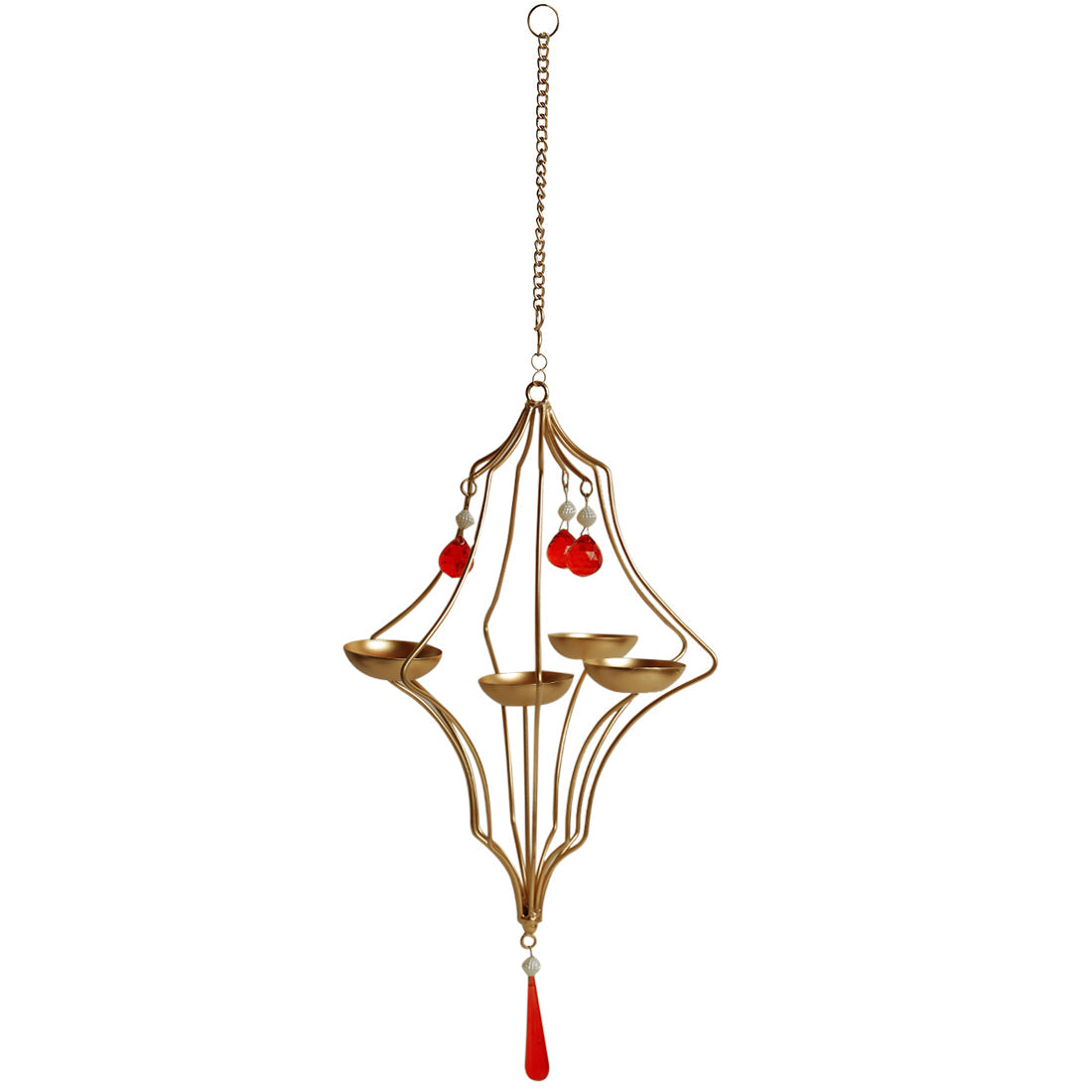 Golden Abstract' Hanging Tea-Light Holder In Iron