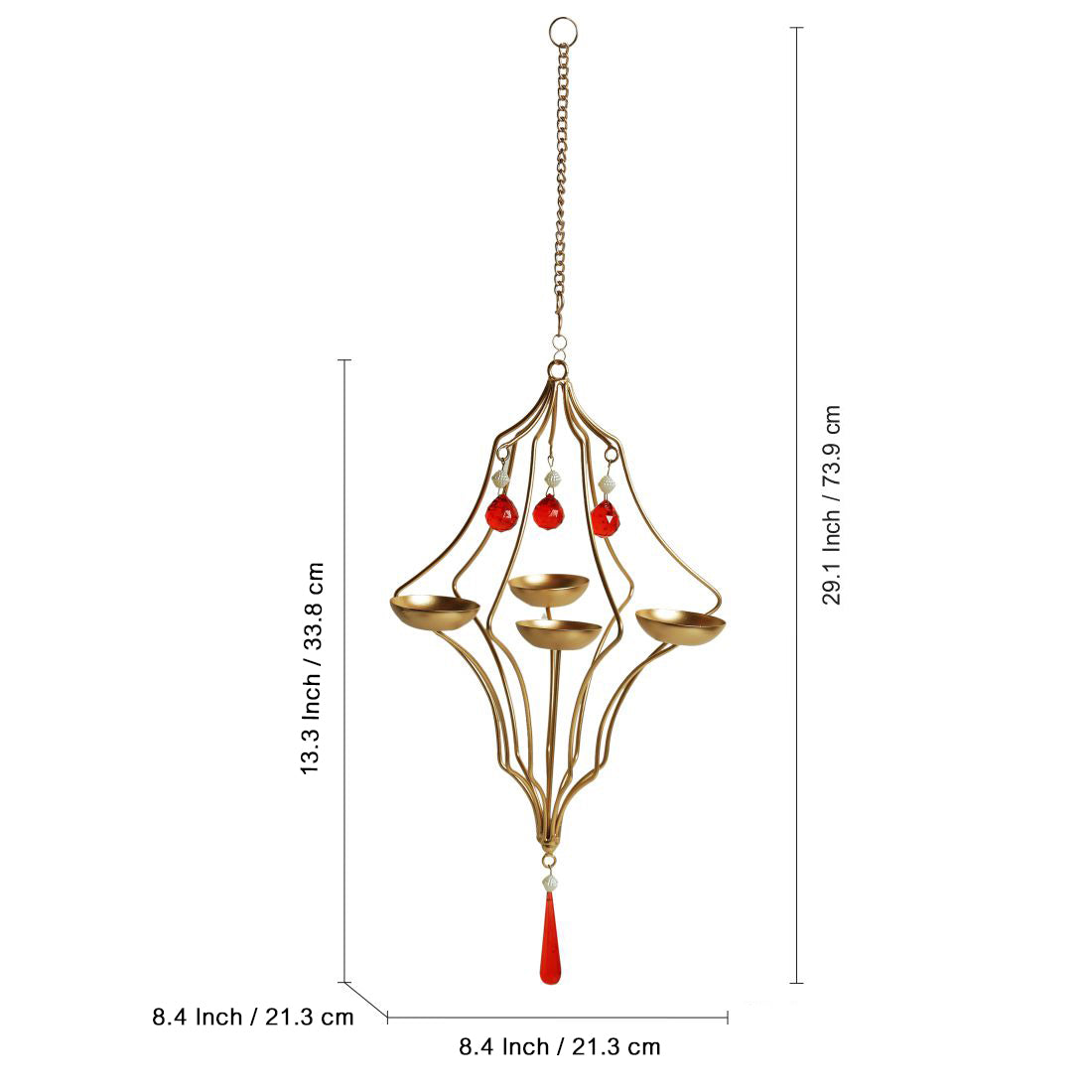Golden Abstract' Hanging Tea-Light Holder In Iron