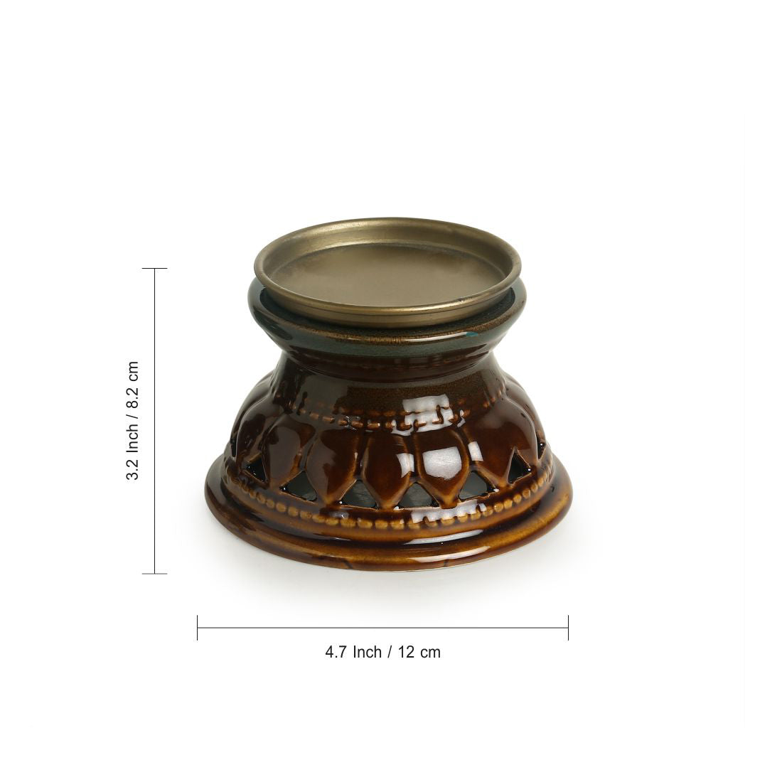 'Amber & Teal' Studio Pottery Candle Holder In Ceramic