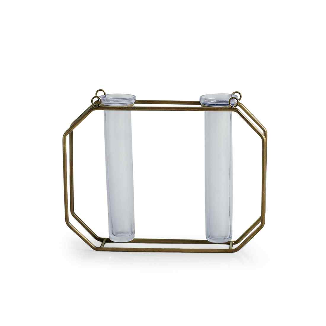 Modern Glass Garden' Test Tube Wall Planter/Vases (17.8 cm | Golden)