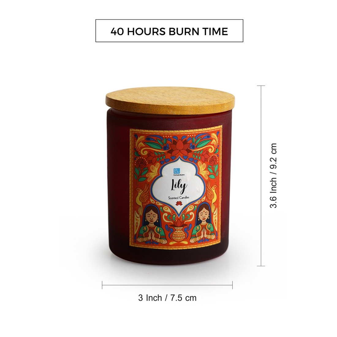 Lily' Handmade Wax Jar Scented Candle (40 Hours Burn Time, Soy Blend, Reusable Jar)