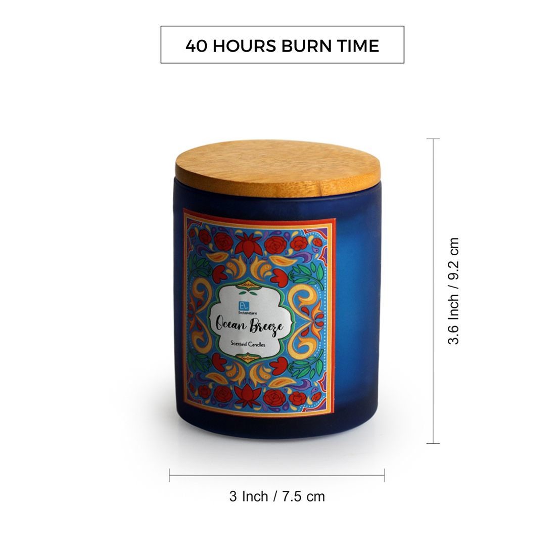 Ocean Breeze' Handmade Wax Jar Scented Candle (40 Hours Burn Time, Soy Blend, Reusable Jar)