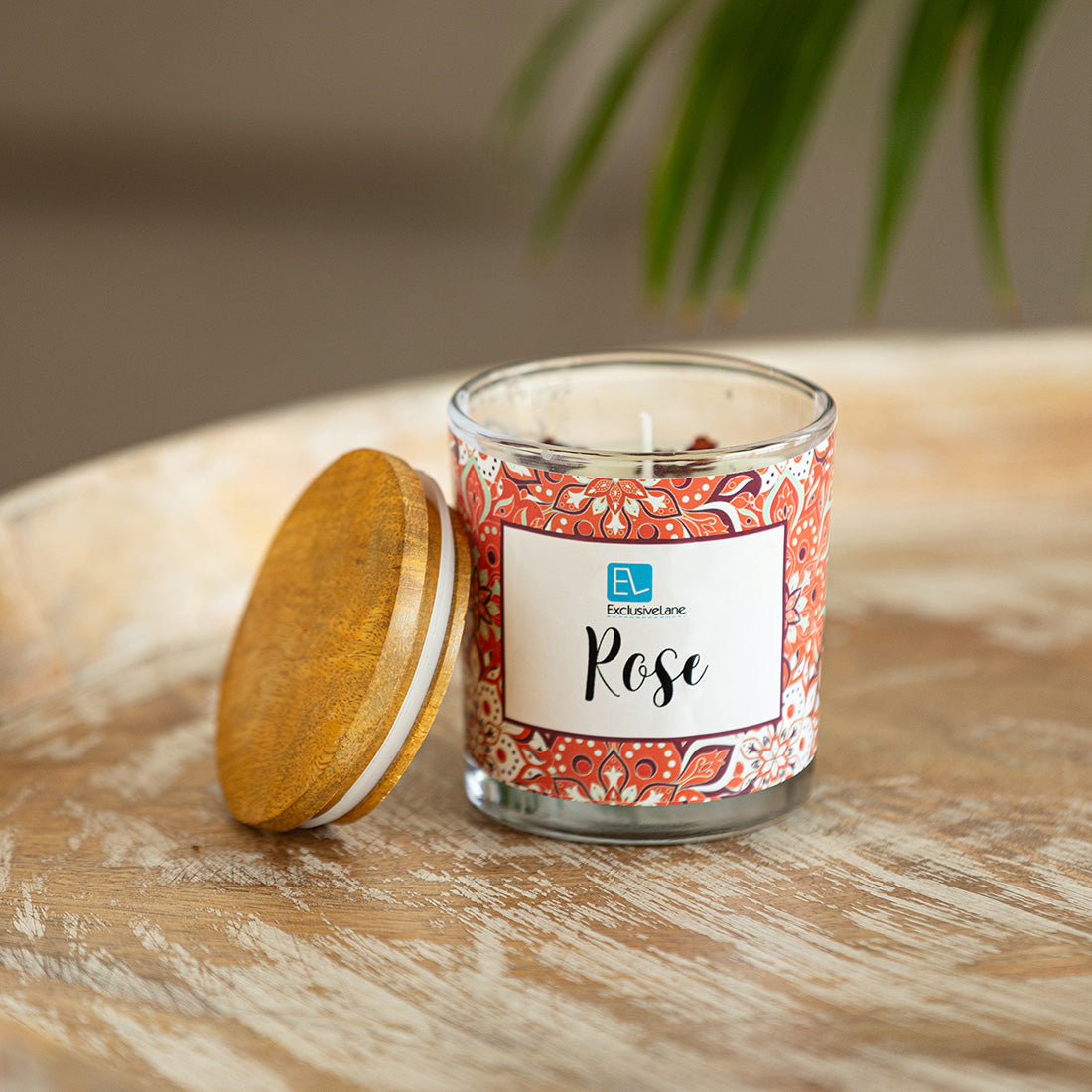 Rose' Handmade Wax Jar Scented Candle (28 Hours Burn Time, Soy Blend, Reusable Jar)