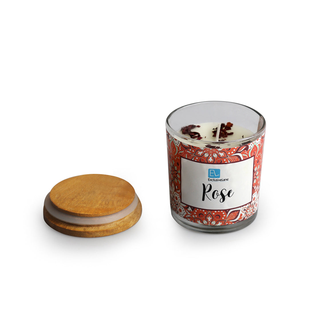 Rose' Handmade Wax Jar Scented Candle (28 Hours Burn Time, Soy Blend, Reusable Jar)