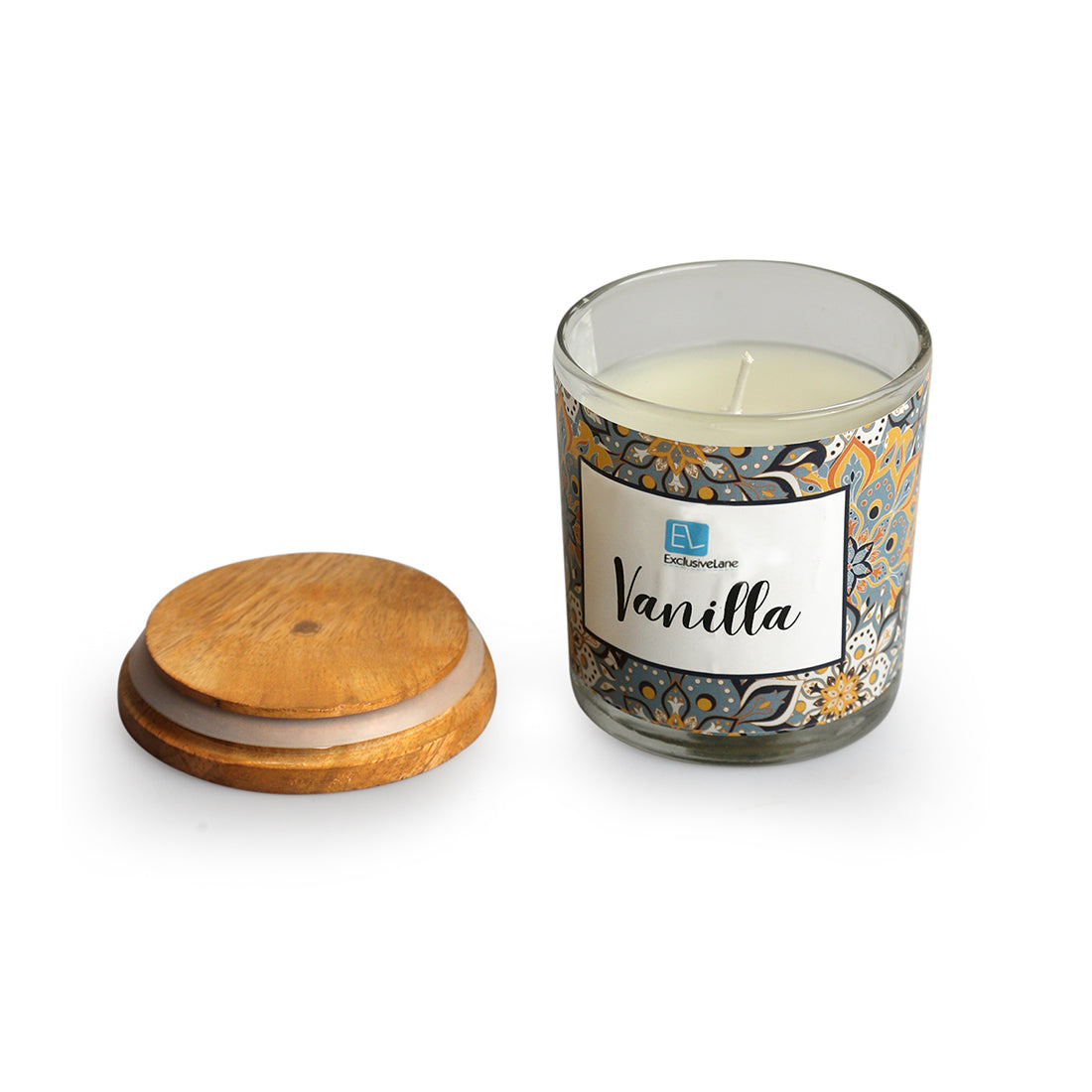 Vanilla' Handmade Wax Jar Scented Candle (28 Hours Burn Time, Soy Blend, Reusable Jar)