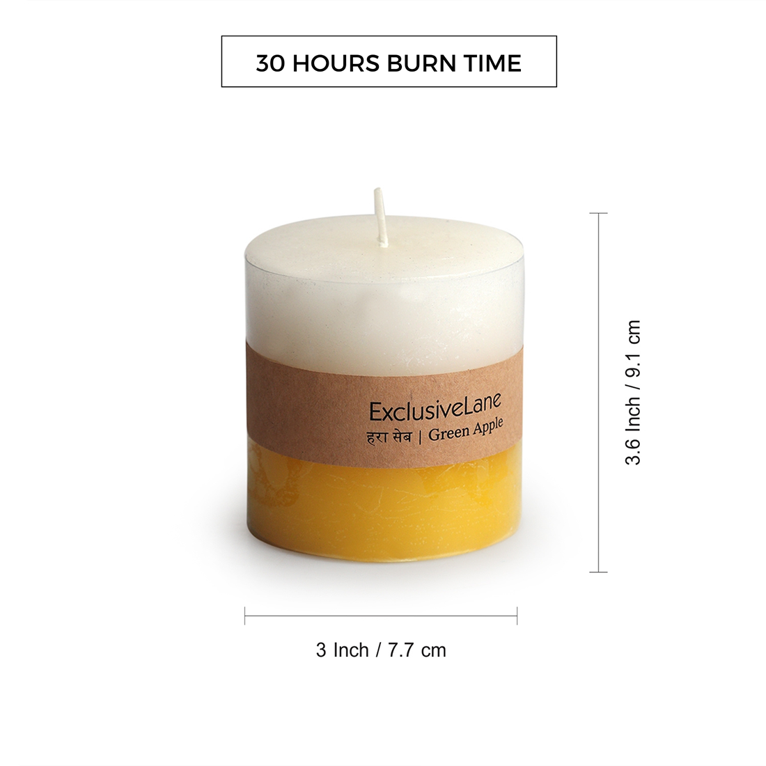Green Apple & Jasmine' Handmade Wax Pillar Scented Candles (Set of 2, 30 Hours Burn Time, Soy Blend, 320 grams Each)