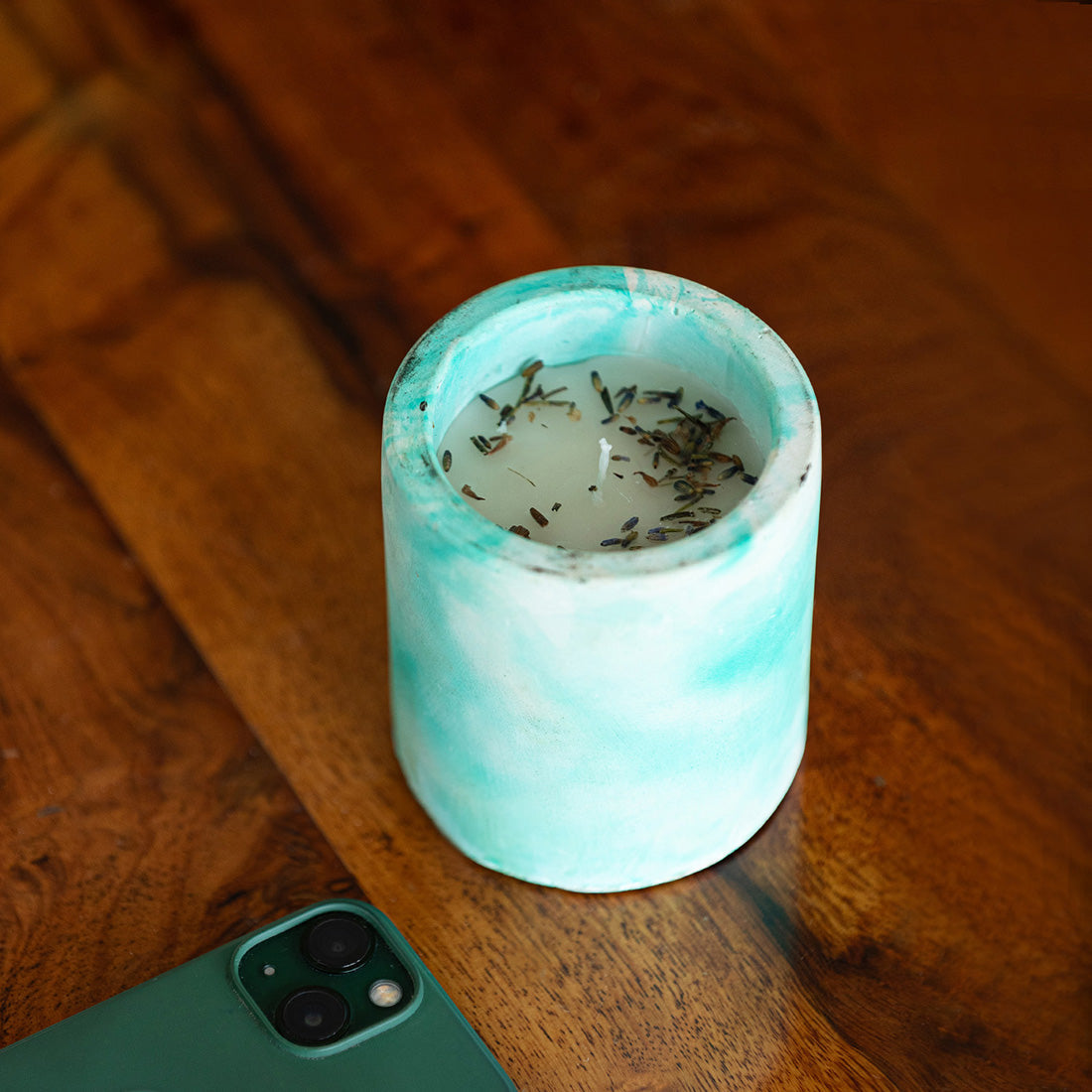 Lavender' Handmade Wax Concrete Jar Scented Candle (28 Hours Burn Time, Soy Blend)