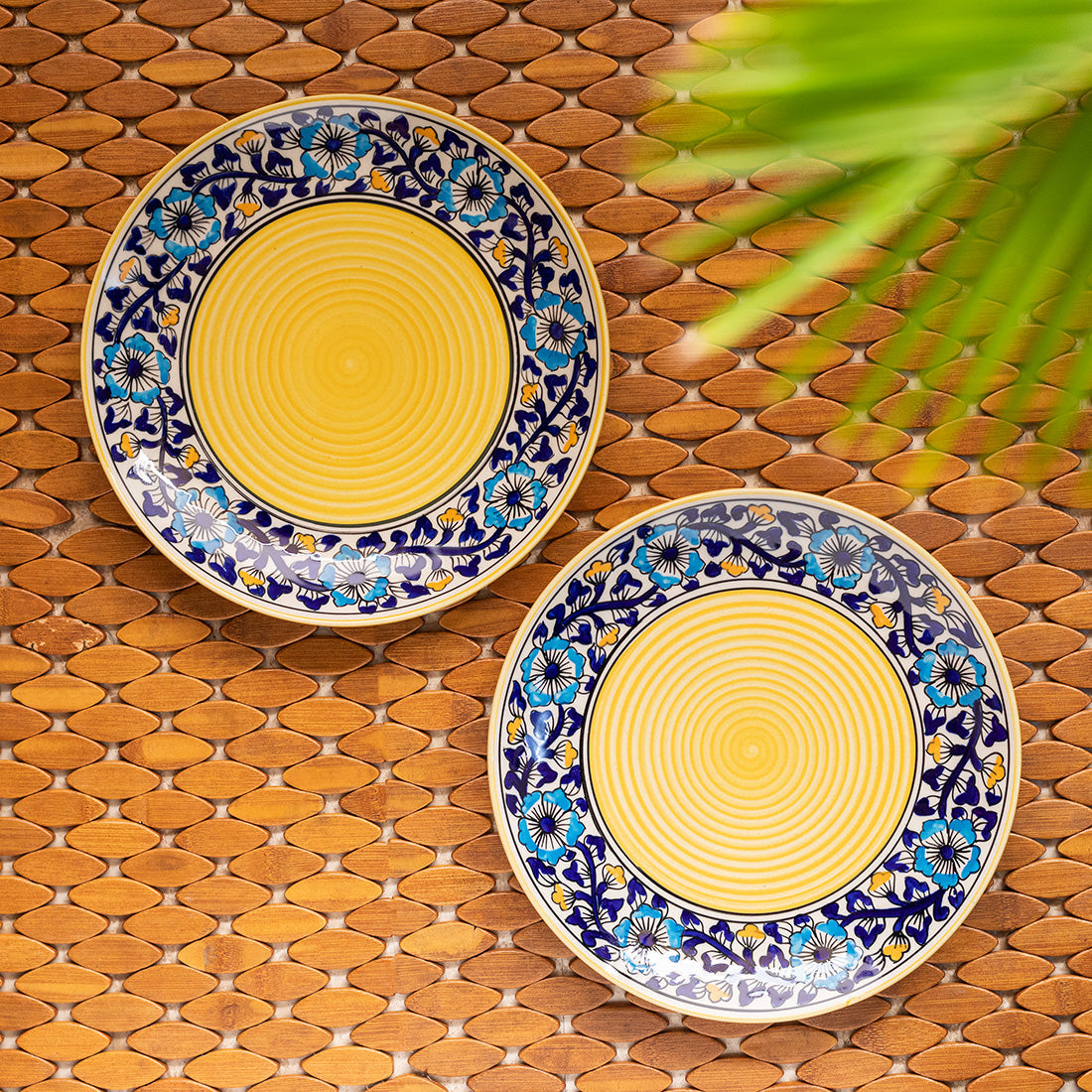 'Badamwari Bagheecha' Hand-Painted Ceramic Dinner Plates (Set of 2, Microwave Safe)