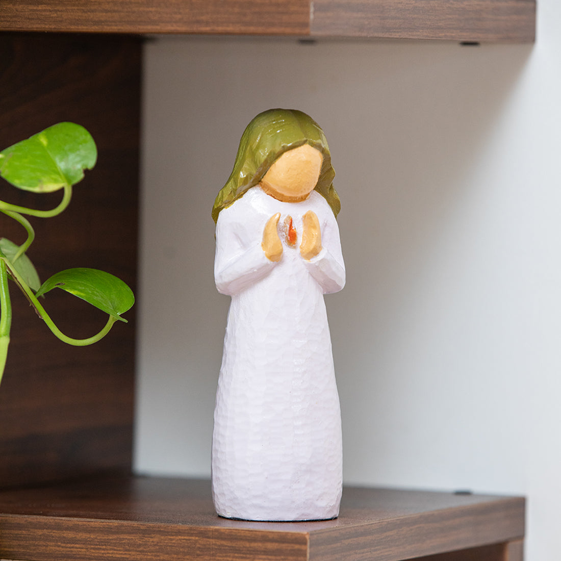 'Heartbeats' Hand-Carved & Hand-Painted Wood Figurine Showpiece