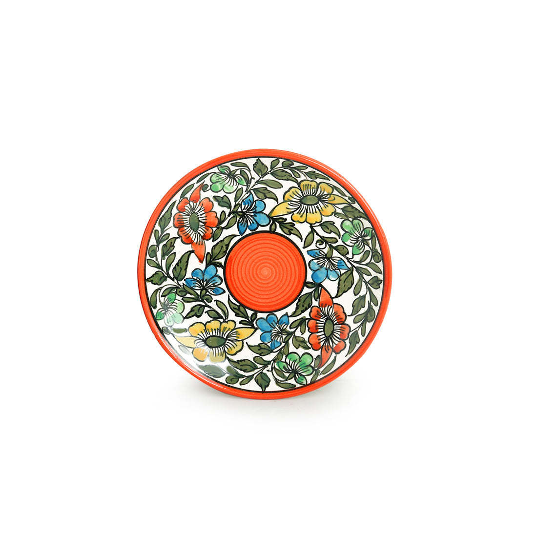 'Mughal Bagheecha' Hand-painted Ceramic Side/Quarter Plates (Set of 2, Microwave Safe)