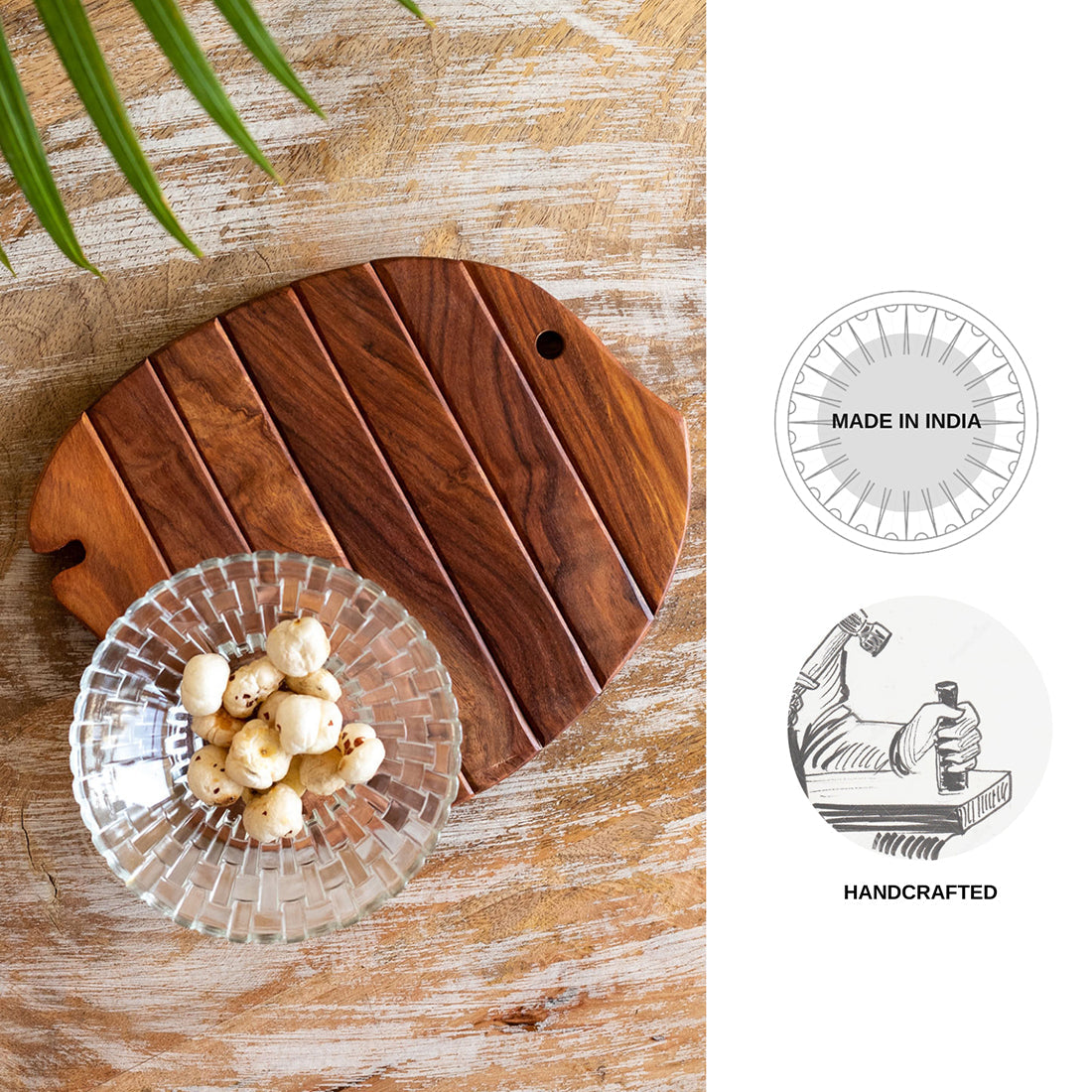'Abstract Extendable Fish' Handcrafted Trivet Tray In Sheesham Wood