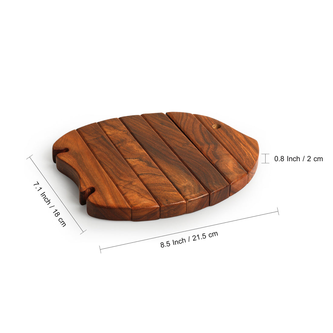 'Abstract Extendable Fish' Handcrafted Trivet Tray In Sheesham Wood