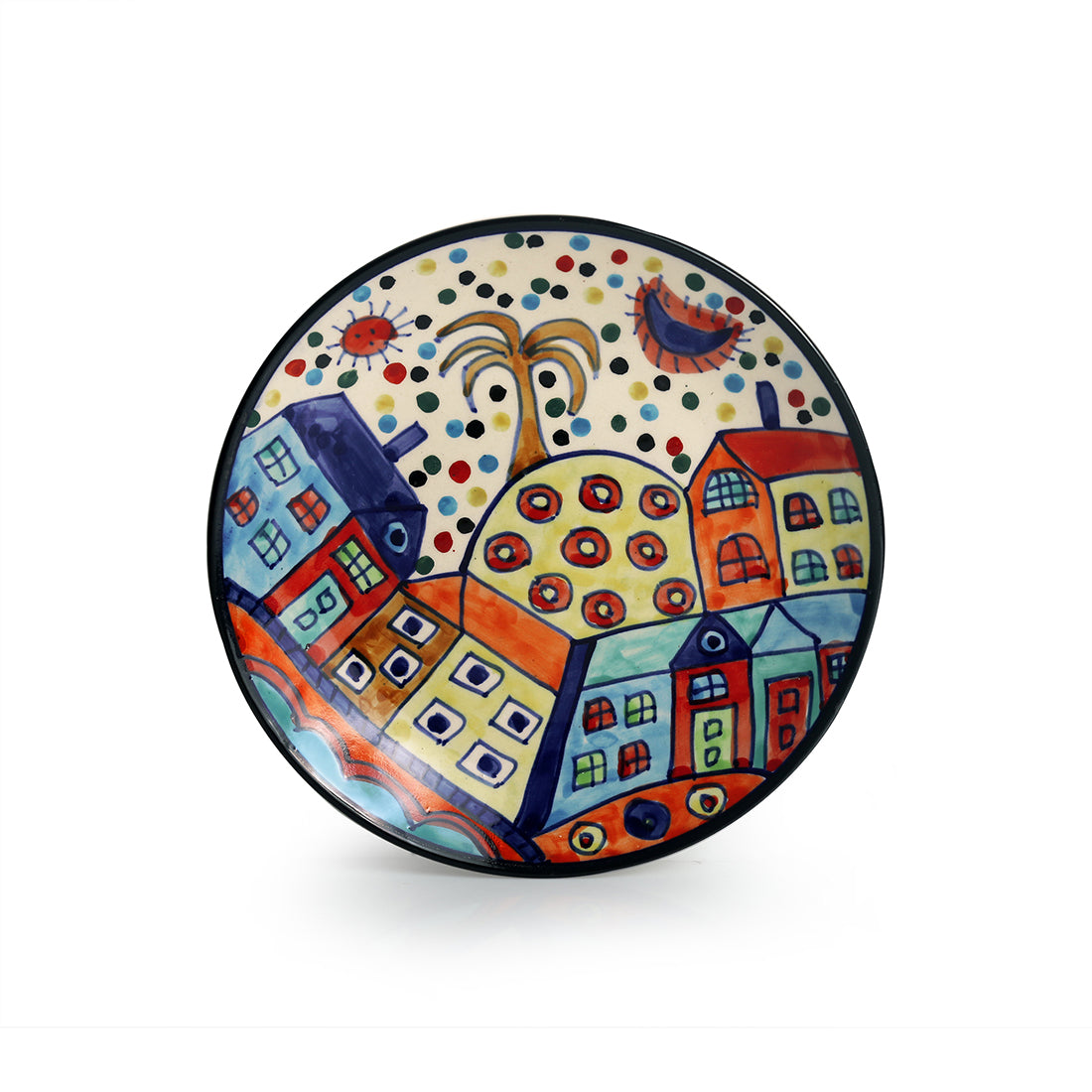 'The Hut Couple' Hand-Painted Ceramic Quarter Plates (17.8 cm, Set Of 2)