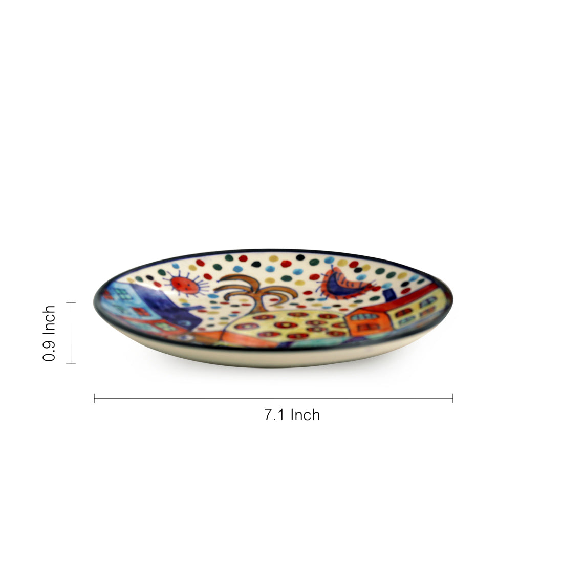 'The Hut Couple' Hand-Painted Ceramic Quarter Plates (17.8 cm, Set Of 2)