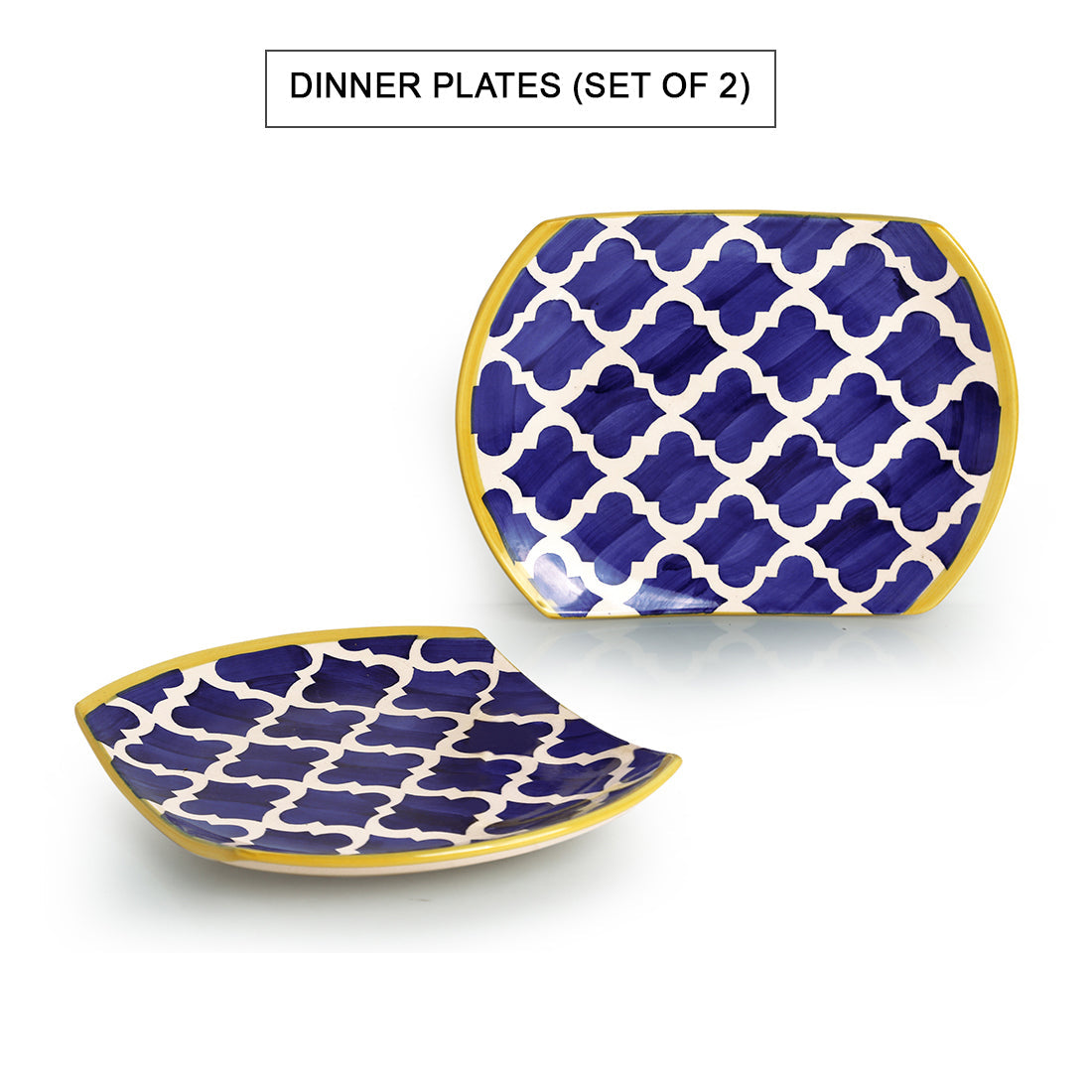 'Moroccan Platter Pair' Hand-Painted Plates In Ceramic (25.4 cm, Set Of 2)