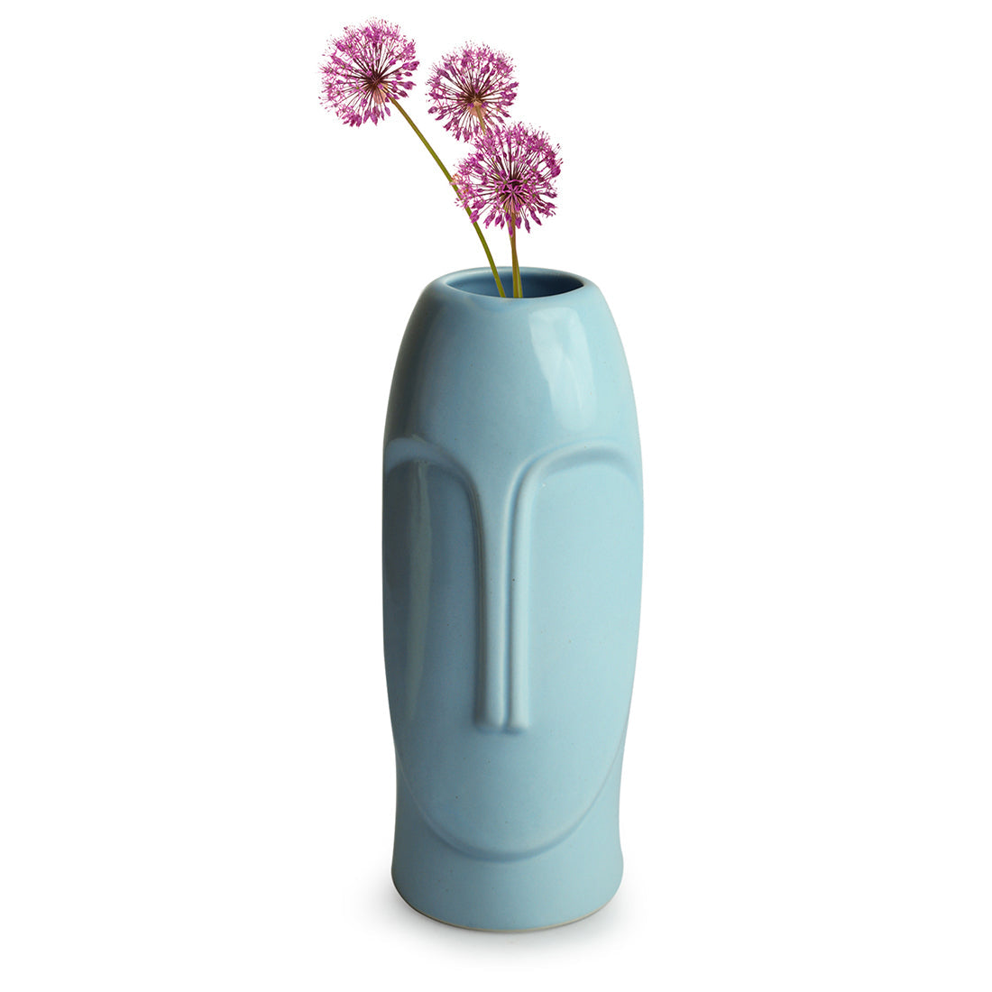 'Tribal Folk Face' Decorative Ceramic  Vase (Handglazed, 26.4 cm)