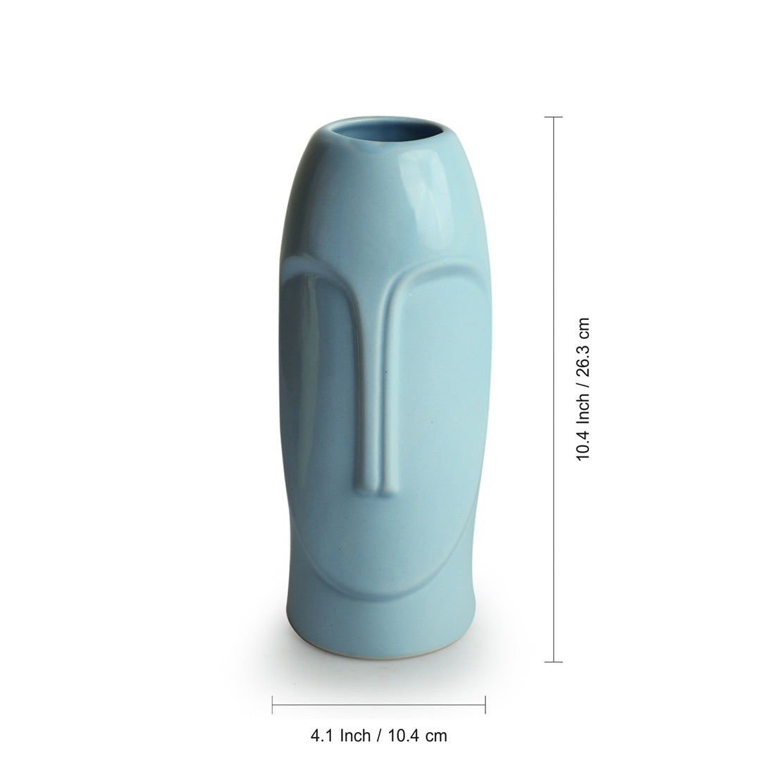 'Tribal Folk Face' Decorative Ceramic  Vase (Handglazed, 26.4 cm)