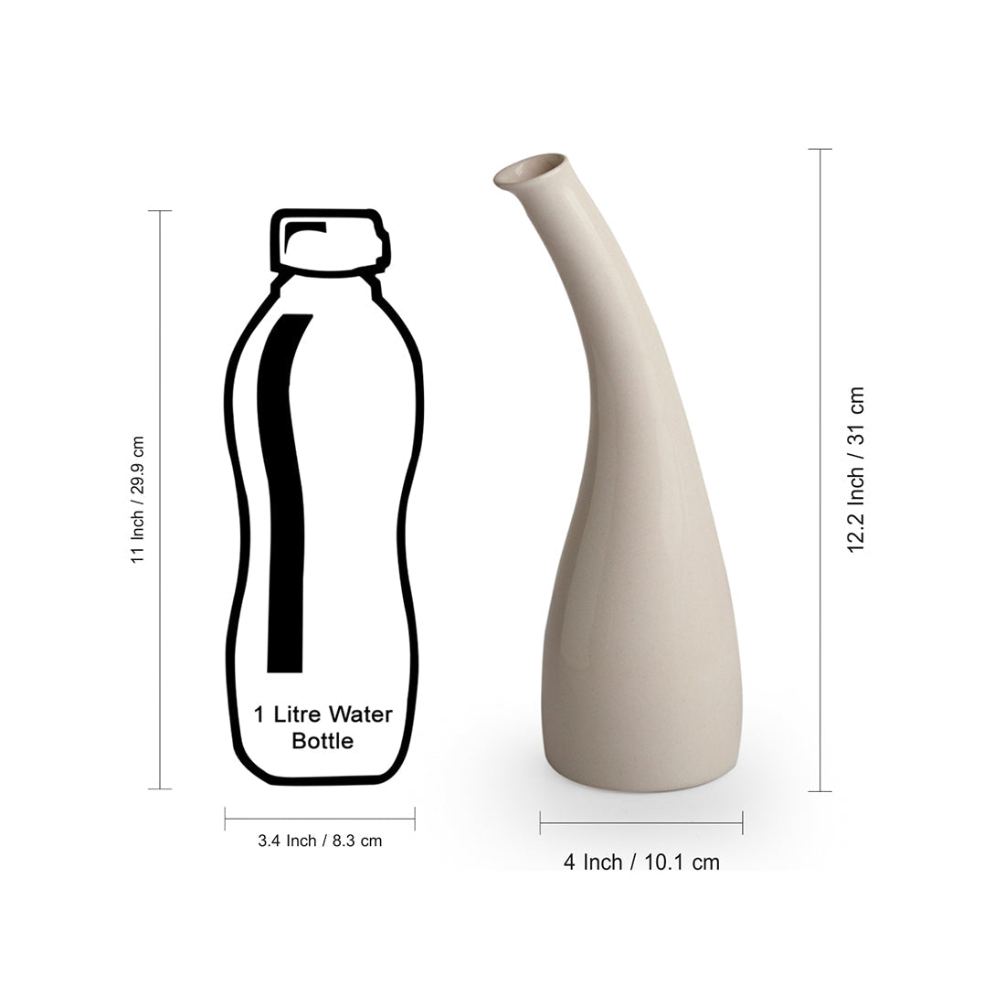 'Minimalistic Tilted Modern' Decorative Ceramic Vase (Handglazed Studio Pottery, 31 cm)