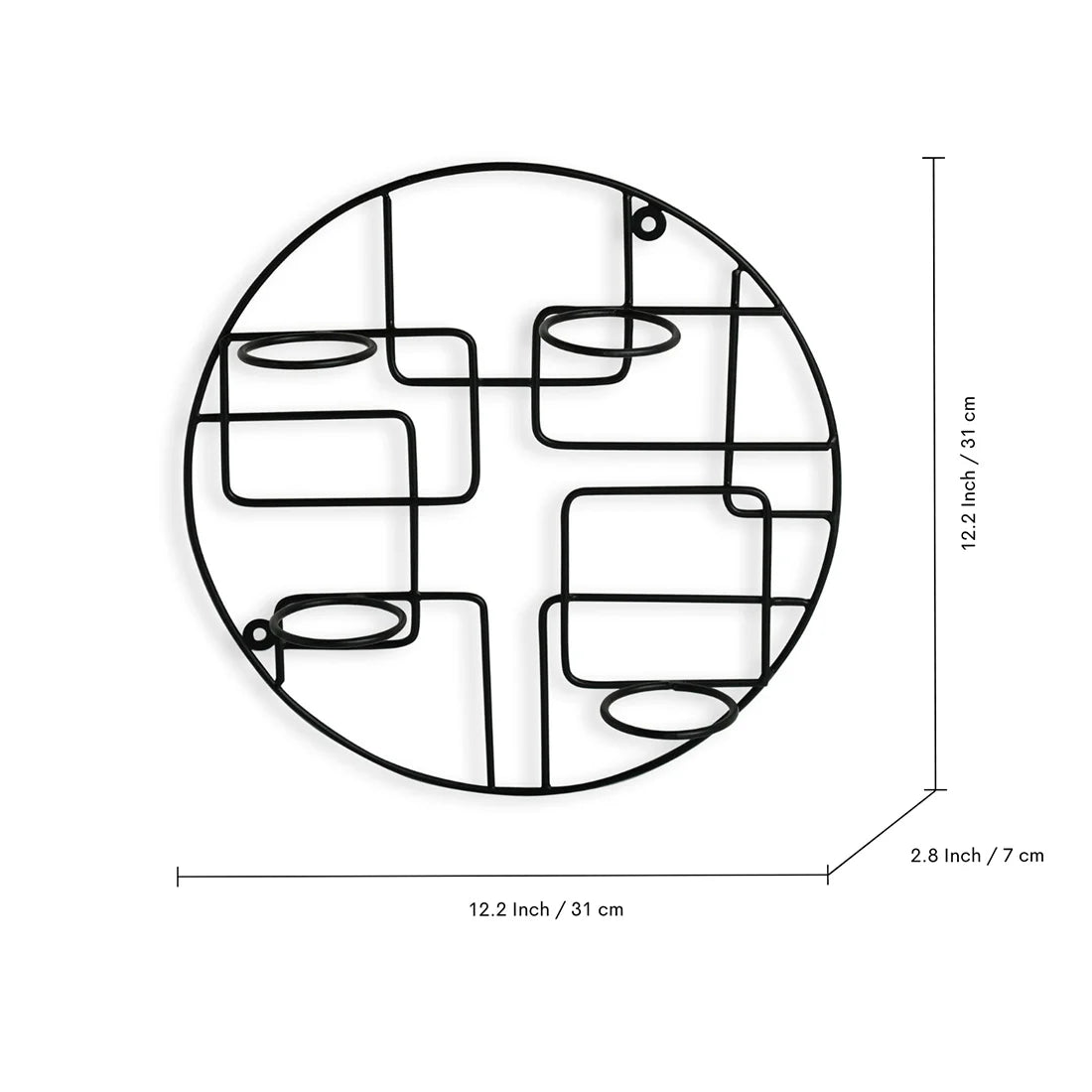 'Bauhaus Glass' Handcrafted Wall Sconce Tea Light Holder In Iron & Glass (4 Votive Holders)