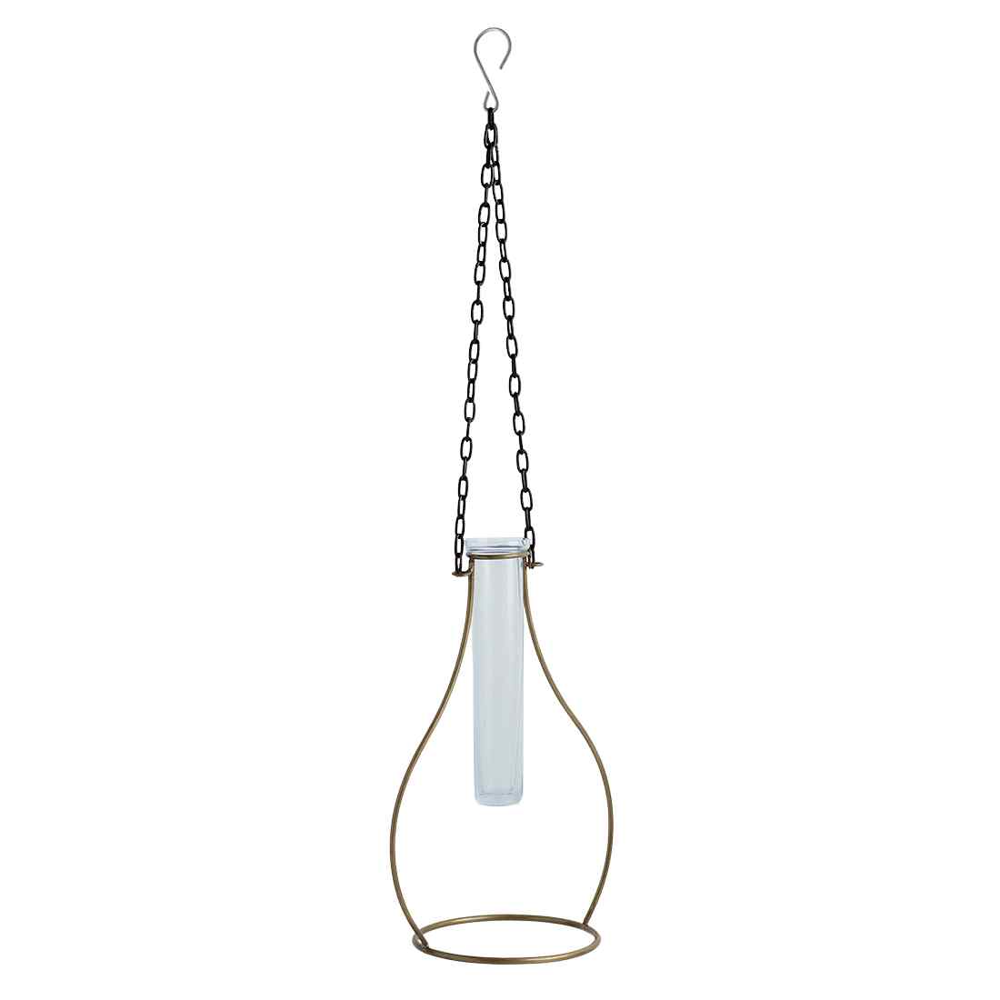 Modern Glass Garden' Test Tube Hanging Planter/Vase (25.4 cm | Golden)