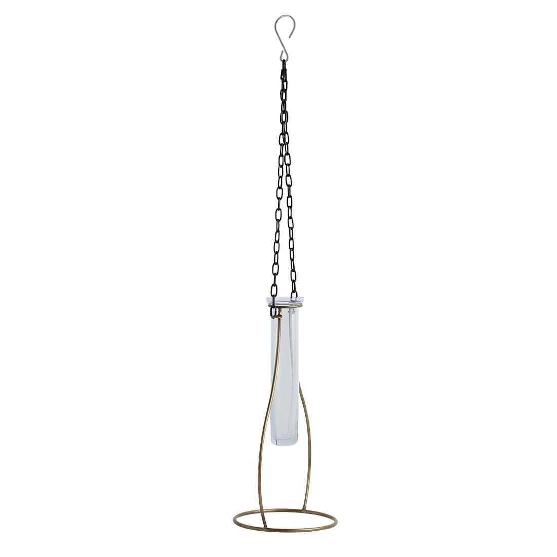 Modern Glass Garden' Test Tube Hanging Planter/Vase (25.4 cm | Golden)