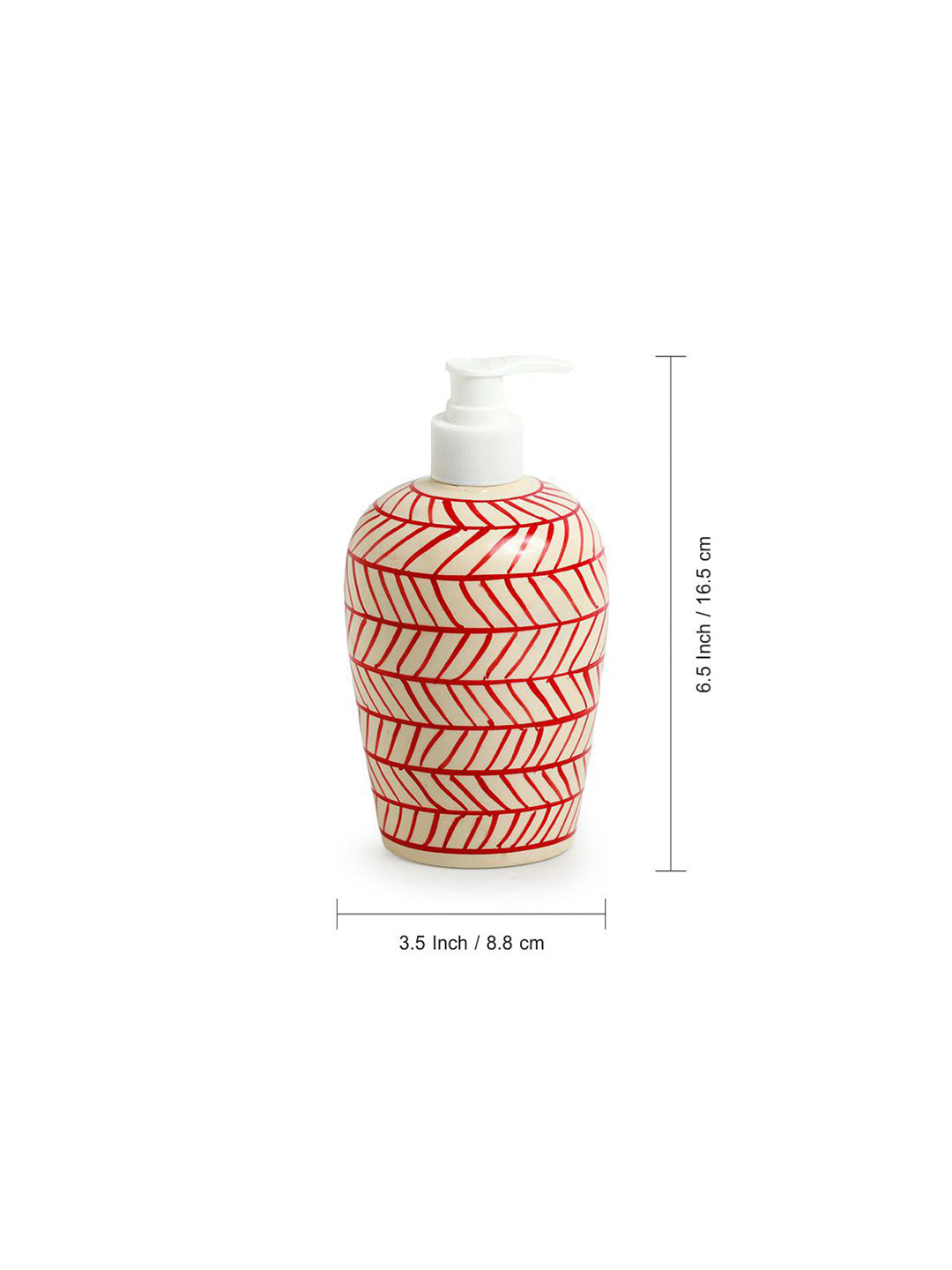 'Red Chevrons' Handpainted Ceramic Bathroom Accessory Set (Set Of 3)