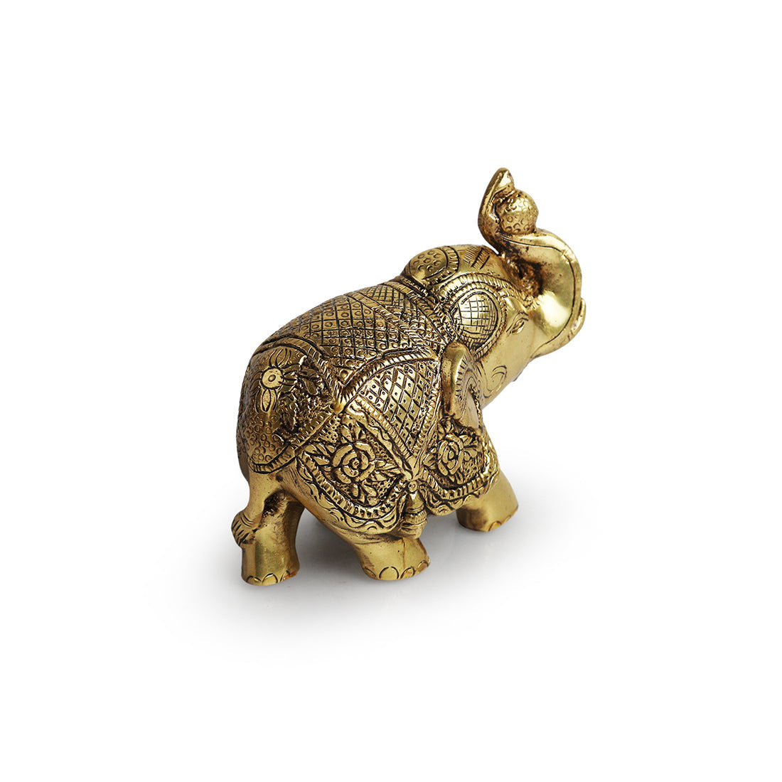 Brass 'Elephant' Handcarved Decorative Showpiece Figurine (Hand-Etched, 10.4 cm, 1 kg)