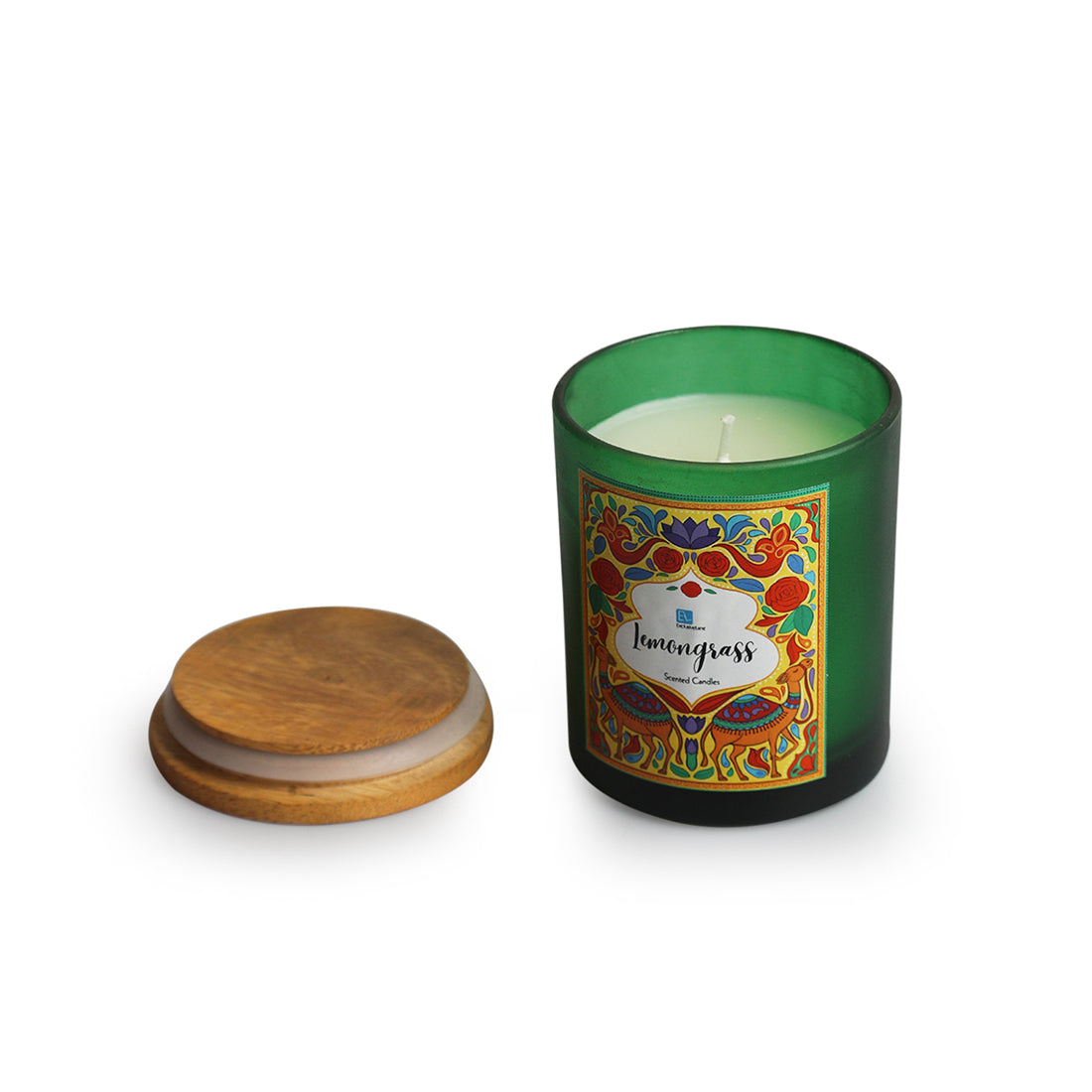 Lemongrass' Handmade Wax Jar Scented Candle (40 Hours Burn Time, Soy Blend, Reusable Jar)