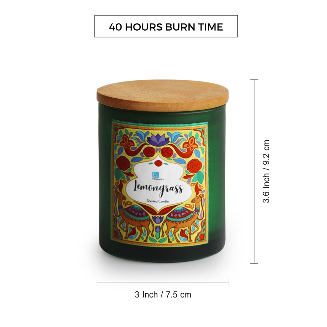 Lemongrass' Handmade Wax Jar Scented Candle (40 Hours Burn Time, Soy Blend, Reusable Jar)