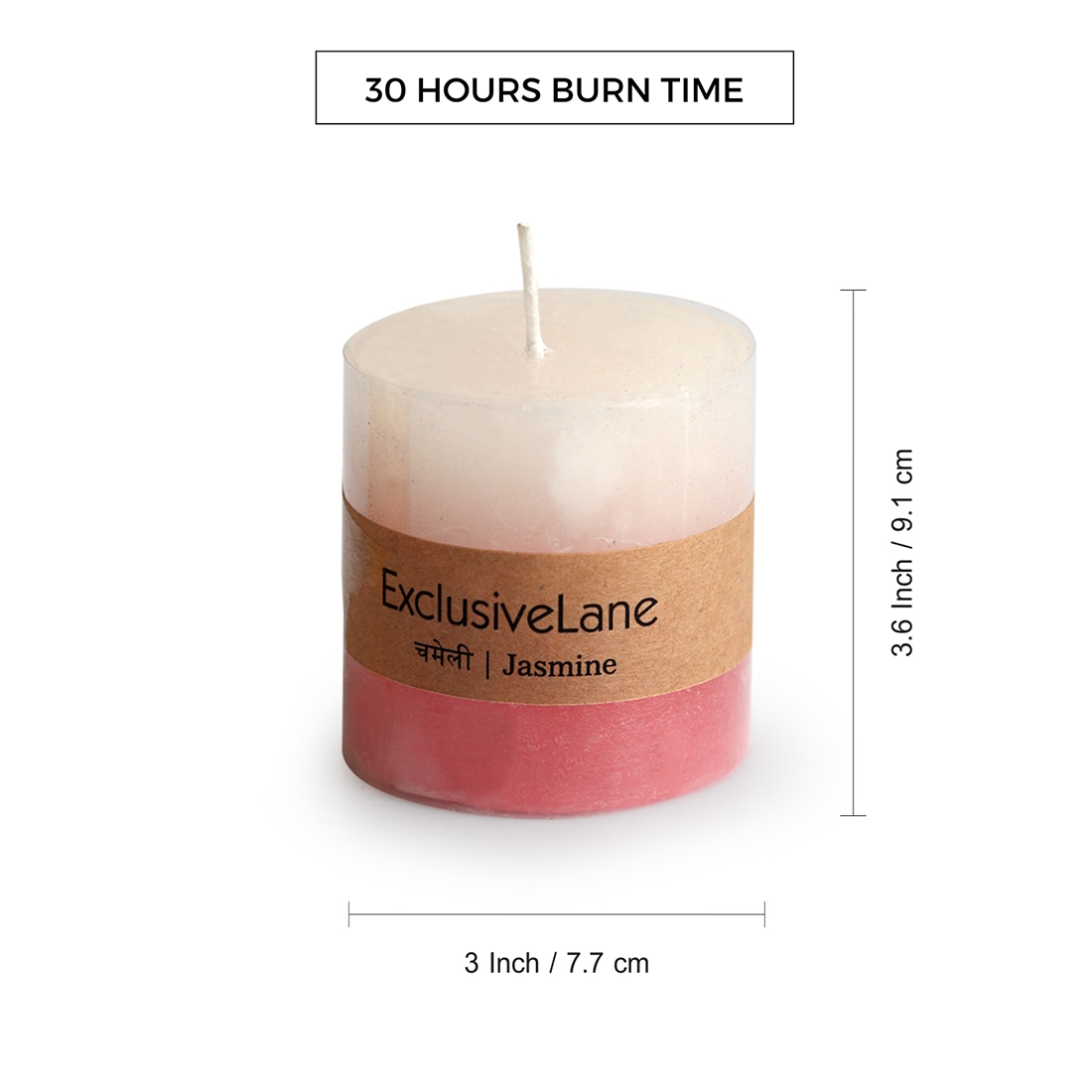 Green Apple & Jasmine' Handmade Wax Pillar Scented Candles (Set of 2, 30 Hours Burn Time, Soy Blend, 320 grams Each)