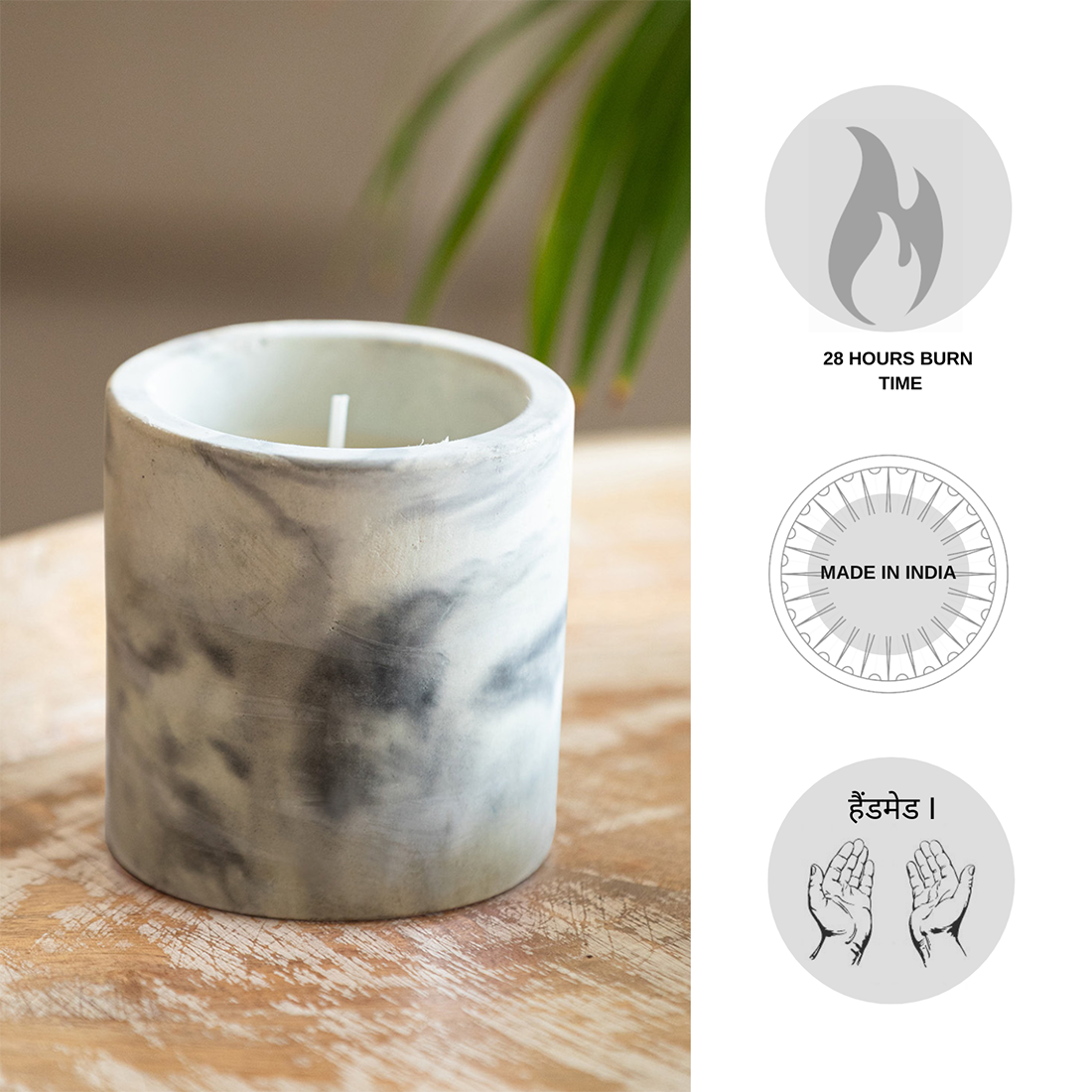 Cedarwood' Handmade Wax Concrete Jar Scented Candle (28 Hours Burn Time, Soy Blend)